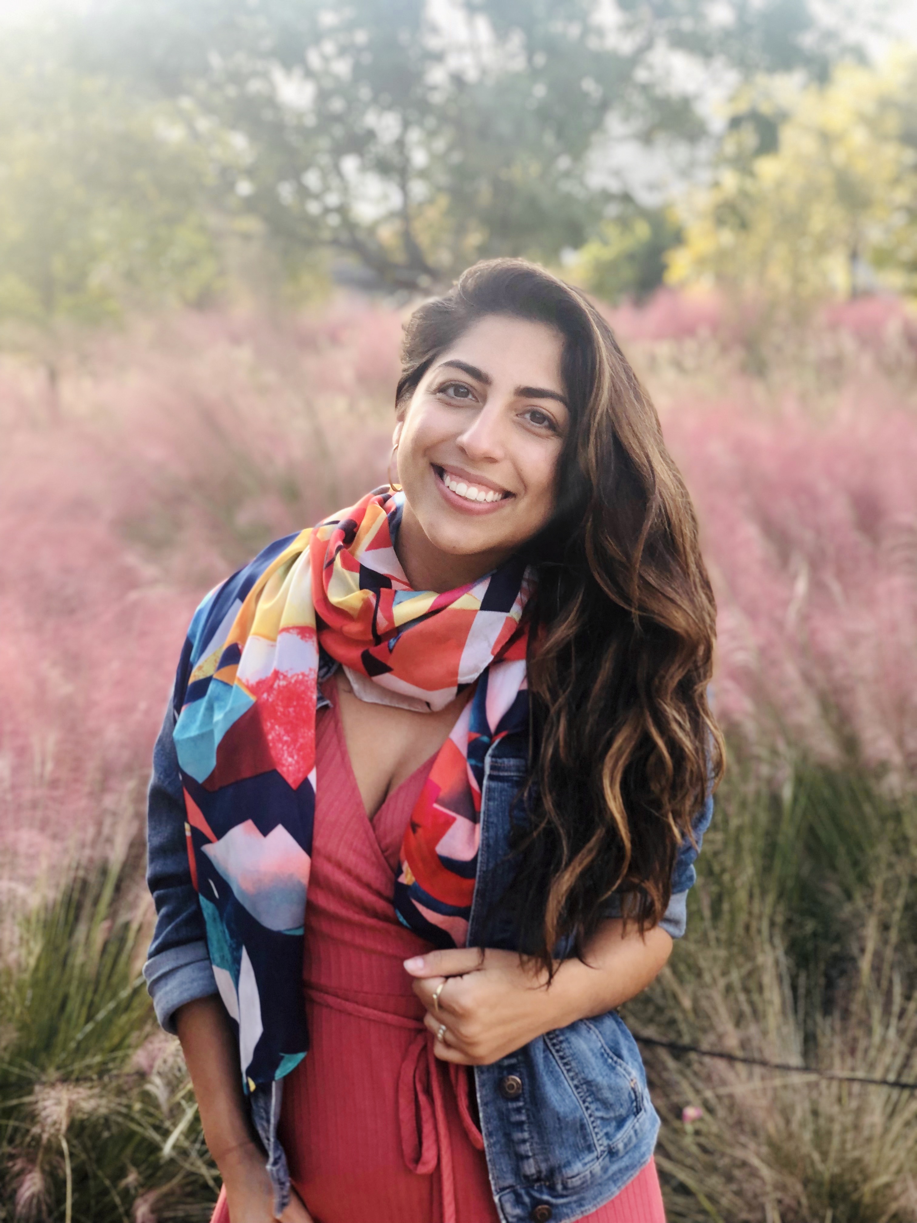 Woman posing in field